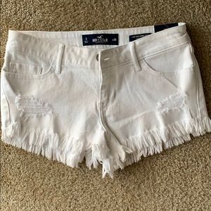 Hollister Sz 3 White Distressed Jean Denim Shorts